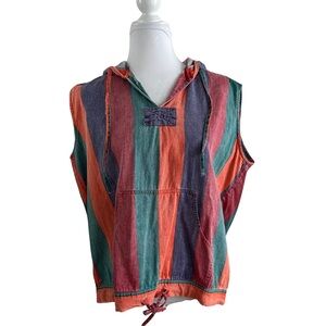 Details Express Sleeveless Hooded Striped Pullover